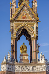 LONDON, UNITED KINGDOM - NOV 13, 2018:  Front  view of The Albert Memorial in Hyde Park.