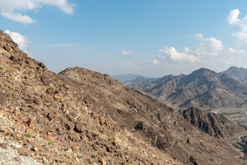 United Arab Emirates mountains view form Wadi Al Qor to Buraq Dam highest place around 800 meters