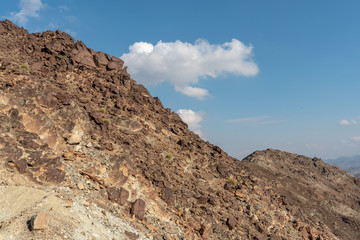 United Arab Emirates mountains view form Wadi Al Qor to Buraq Dam highest place around 800 meters
