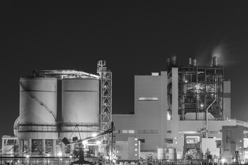 petrochemical factory at night