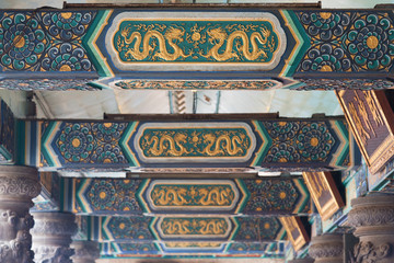 Oriental dragon decoration in Wong Tai Sin Temple in Hong Kong, China