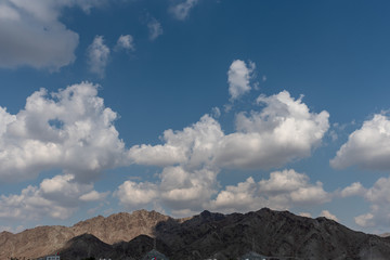 Obraz premium United Arab Emirates mountains view form Wadi Al Qor to Buraq Dam highest place around 800 meters