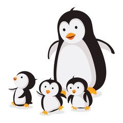  Mother penguin with baby penguins