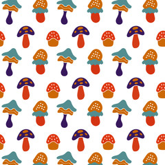 mushroom floral seamless pattern design