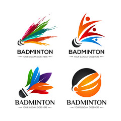badminton shuttlecock logo icon symbol design