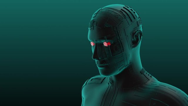 3D animation of a cyborg male