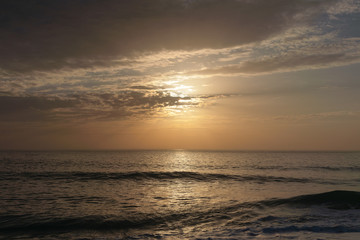 Obraz premium Sunset on Atlantic ocean, Nazare, Portugal.