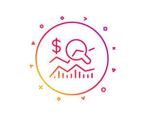 Check investment line icon. Business audit sign. Check finance symbol. Gradient pattern line button. Check investment icon design. Geometric shapes. Vector