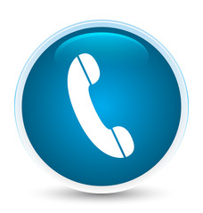Phone icon special prime blue round button