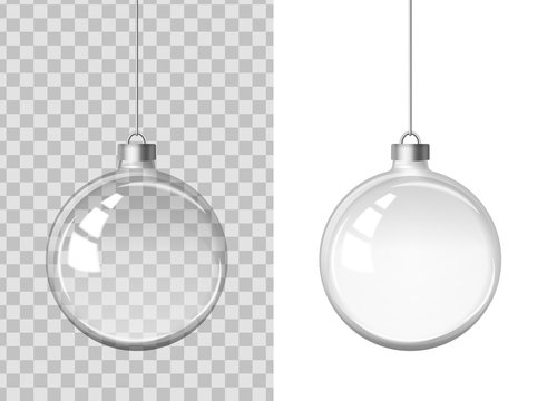 Vector realistic image of a glass transparent transparent New Year (Christmas) ball (decoration). EPS 10.