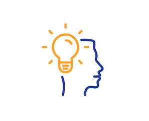 Business Idea line icon. Light bulb symbol. Human head sign. Colorful outline concept. Blue and orange thin line color icon. Idea Vector