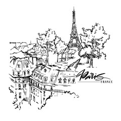 Paris vector illustration. Hand drawn vector artwork. - 239268725