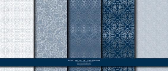 luxury abstract pattern collection navy blue texture background template vector design