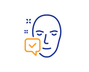 Face accepted line icon. Access granted sign. Facial identification success symbol. Colorful outline concept. Blue and orange thin line color icon. Face accepted Vector