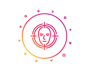 Face detect target line icon. Head recognition sign. Identification symbol. Gradient pattern line button. Face detect icon design. Geometric shapes. Vector