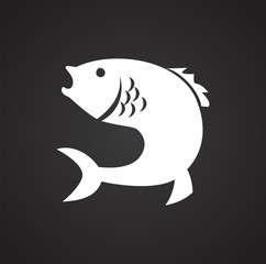 Fish icon on black background for graphic and web design, Modern simple vector sign. Internet concept. Trendy symbol for website design web button or mobile app