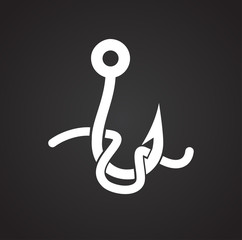 Fishing hook icon on black background for graphic and web design, Modern simple vector sign. Internet concept. Trendy symbol for website design web button or mobile app