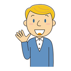 手を振る外国人男性