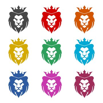 Lion head logo or icon, color set