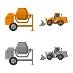 Vector design of build and construction symbol. Collection of build and machinery stock vector illustration.