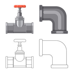 Vector design of pipe and tube logo. Collection of pipe and pipeline vector icon for stock.