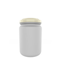 Fruit jam jar isolated on white background. packaging mockup with realistic jam jar. 3d illustration