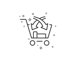 Cross sell line icon. Market retail sign. Geometric shapes. Random cross elements. Linear Cross sell icon design. Vector