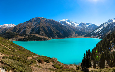 Naklejka na ściany i meble Big Almaty Lake in the mountains