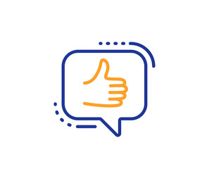 Like line icon. Thumbs up sign. Positive feedback, social media symbol. Colorful outline concept. Blue and orange thin line color Like icon. Vector