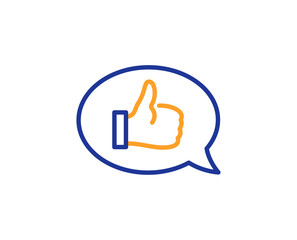 Positive feedback line icon. Communication symbol. Speech bubble sign. Colorful outline concept. Blue and orange thin line color icon. Feedback Vector