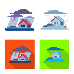 Naklejka premium Vector illustration of natural and disaster symbol. Collection of natural and risk vector icon for stock.