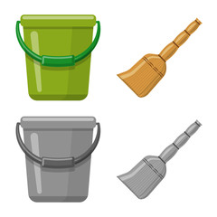 Isolated object of cleaning and service icon. Set of cleaning and household stock vector illustration.