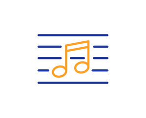 Musical note line icon. Music sign. Colorful outline concept. Blue and orange thin line color icon. Musical note Vector