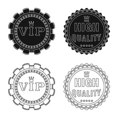 Vector illustration of emblem and badge symbol. Collection of emblem and sticker stock vector illustration.