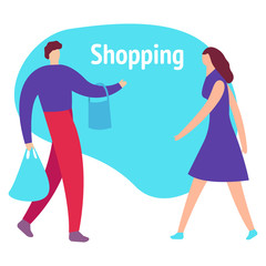 Premium discount and best price promotion phrases for shop clearance sale with couple with shopping bags and gifts. Exclusive offer banner.