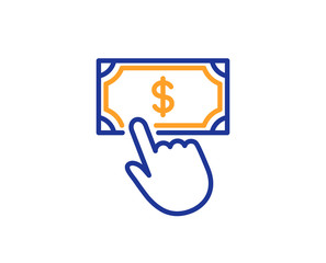 Payment click line icon. Dollar exchange sign. Finance symbol. Colorful outline concept. Blue and orange thin line color icon. Payment click Vector