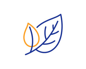 Leaves line icon. Nature plant leaf sign. Environmental care symbol. Colorful outline concept. Blue and orange thin line color Leaf icon. Vector