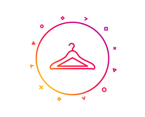 Cloakroom line icon. Hanger wardrobe sign. Clothes service symbol. Gradient pattern line button. Cloakroom icon design. Geometric shapes. Vector
