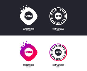 Fototapeta na wymiar Logotype concept. Quiz star sign icon. Questions and answers game symbol. Logo design. Colorful buttons with icons. Vector