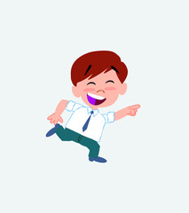 Businessman in casual style running smiling.