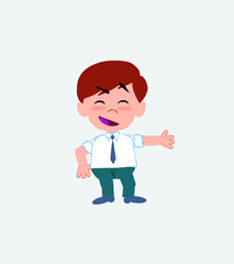 Businessman in casual style showing something in an optimistic and positive attitude.