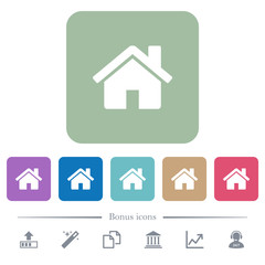 Home flat icons on color rounded square backgrounds