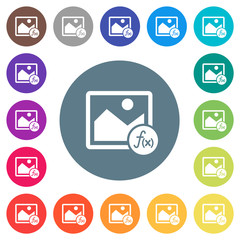 Image effects flat white icons on round color backgrounds