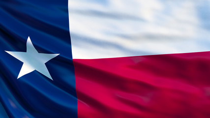 Texas  state flag. Waving flag of Texas  state, United States of America.