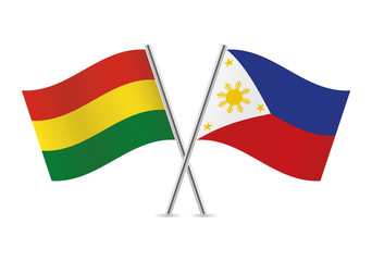 Bolivia and Philippines flags. Vector illustration.