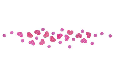 Pink glitter heart paper cut background - isolated