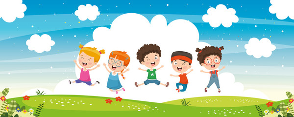 Vector Illustration Of Children