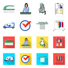 Isolated object of laundry and clean symbol. Collection of laundry and clothes stock symbol for web.