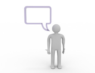 3d man with blank chat bubble