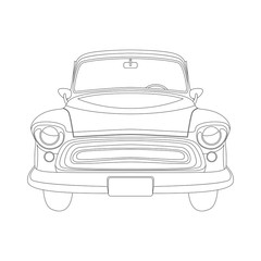  vintage car ,vector illustration , lining draw , front